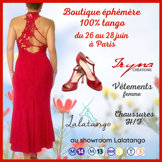 BOUTIQUE EPHEMERE : chaussures Lalatango et vêtements Iryna Créations du 26 au 28 juin à Paris