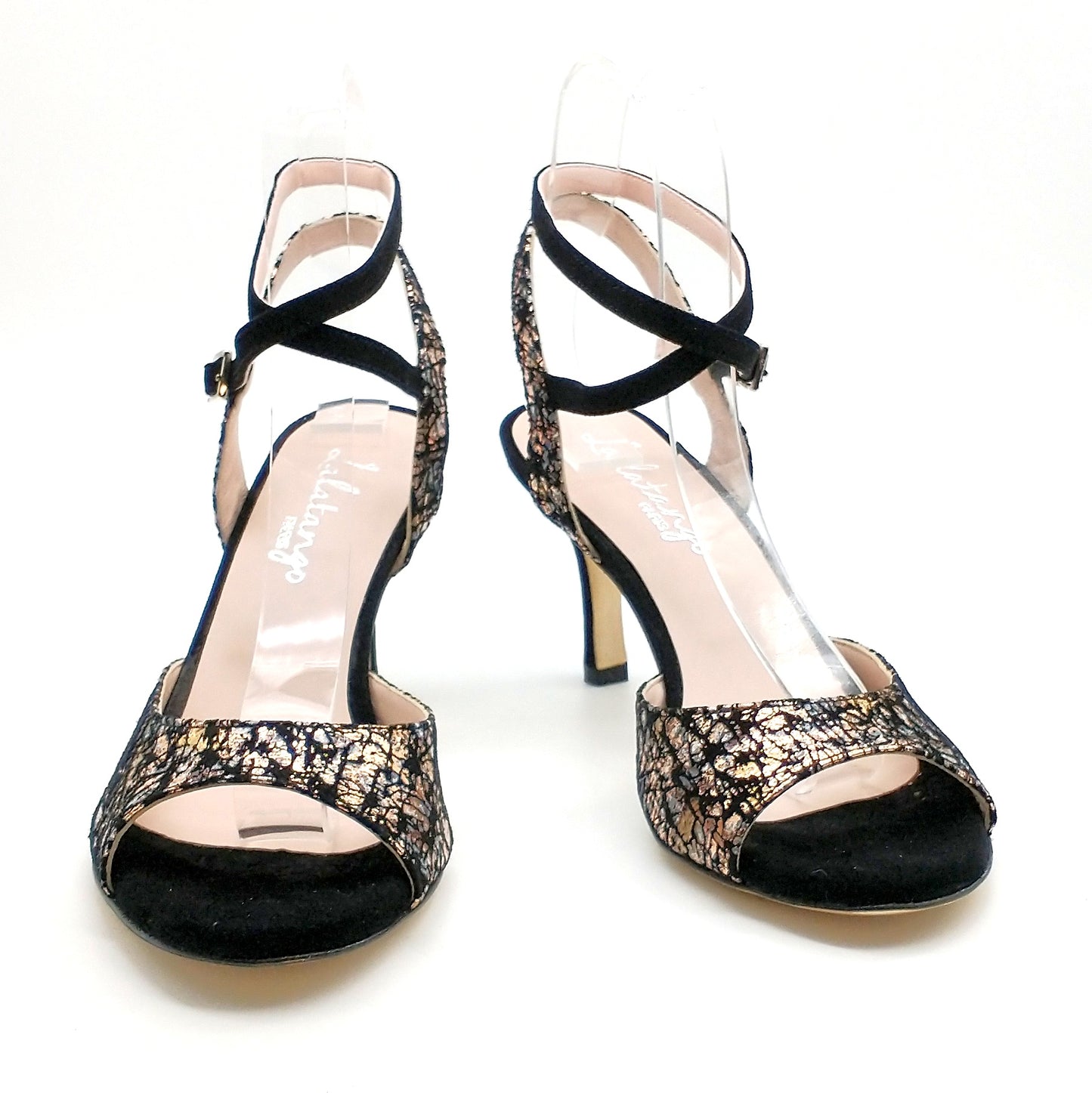 Sentimental daim noir imprimé talons 7cm