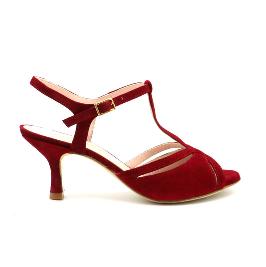 Salomé Velours rouge bordeau talons 6cm