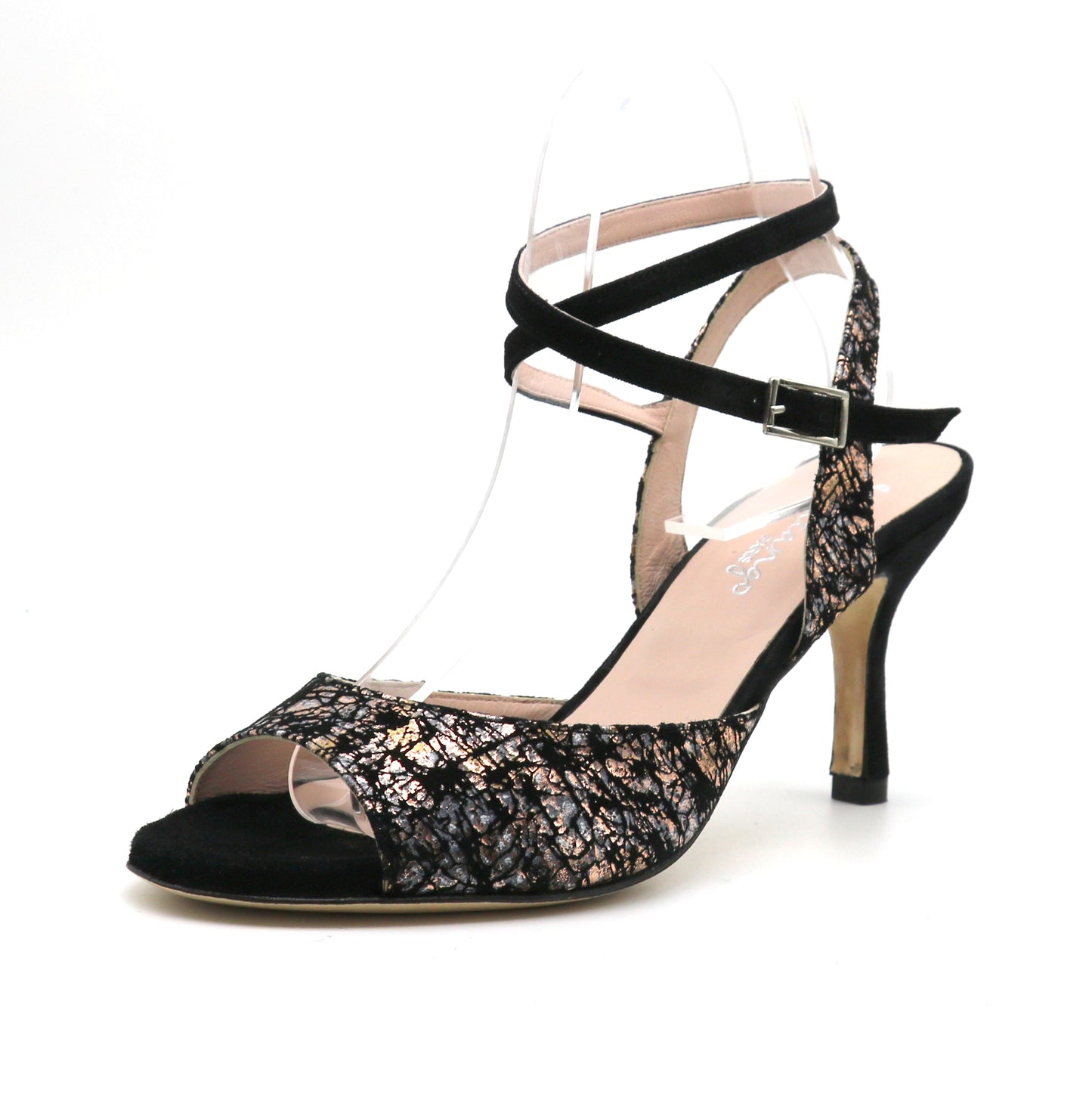 Sentimental daim noir imprimé talons 7cm