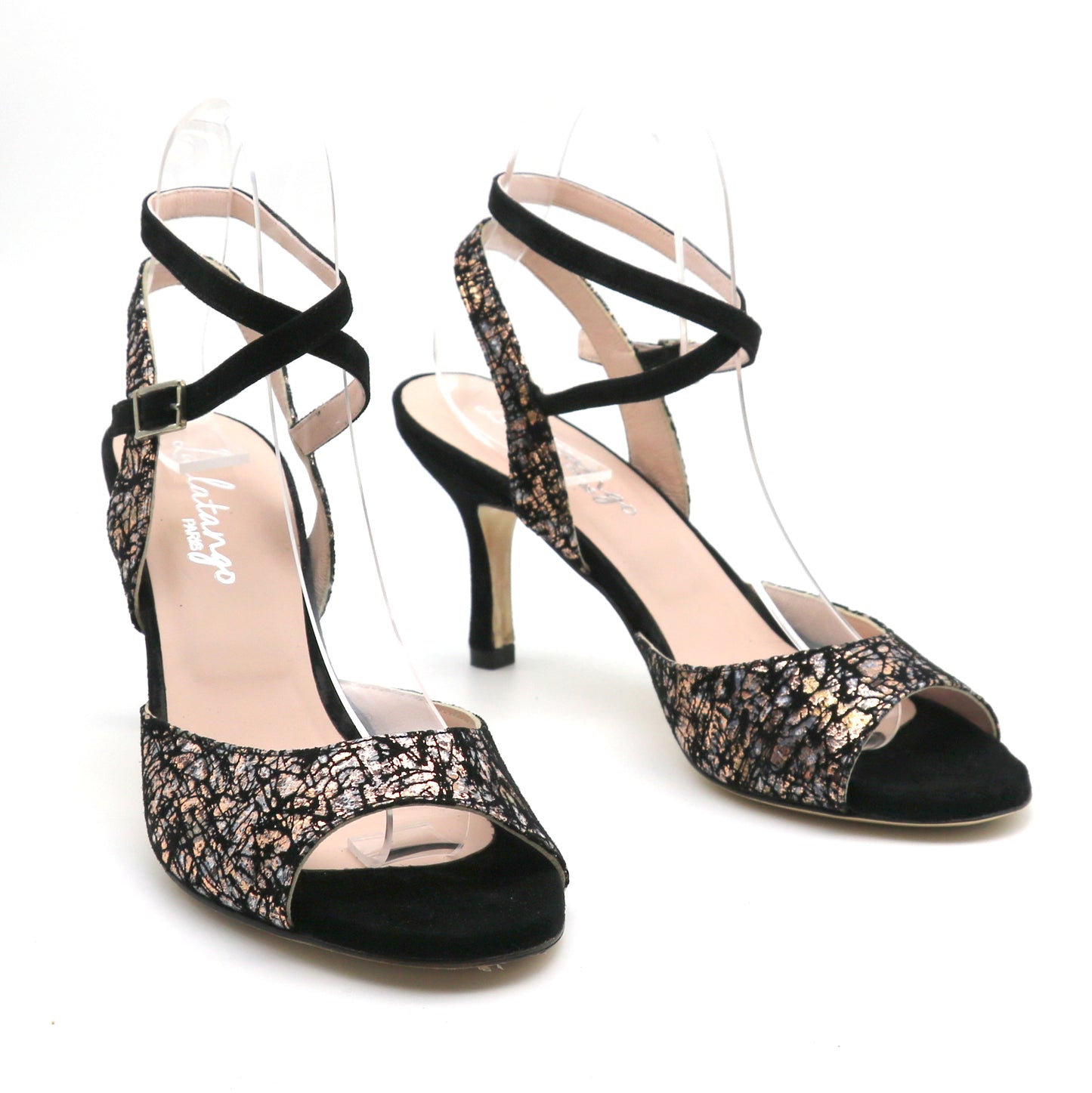 Sentimental daim noir imprimé talons 7cm