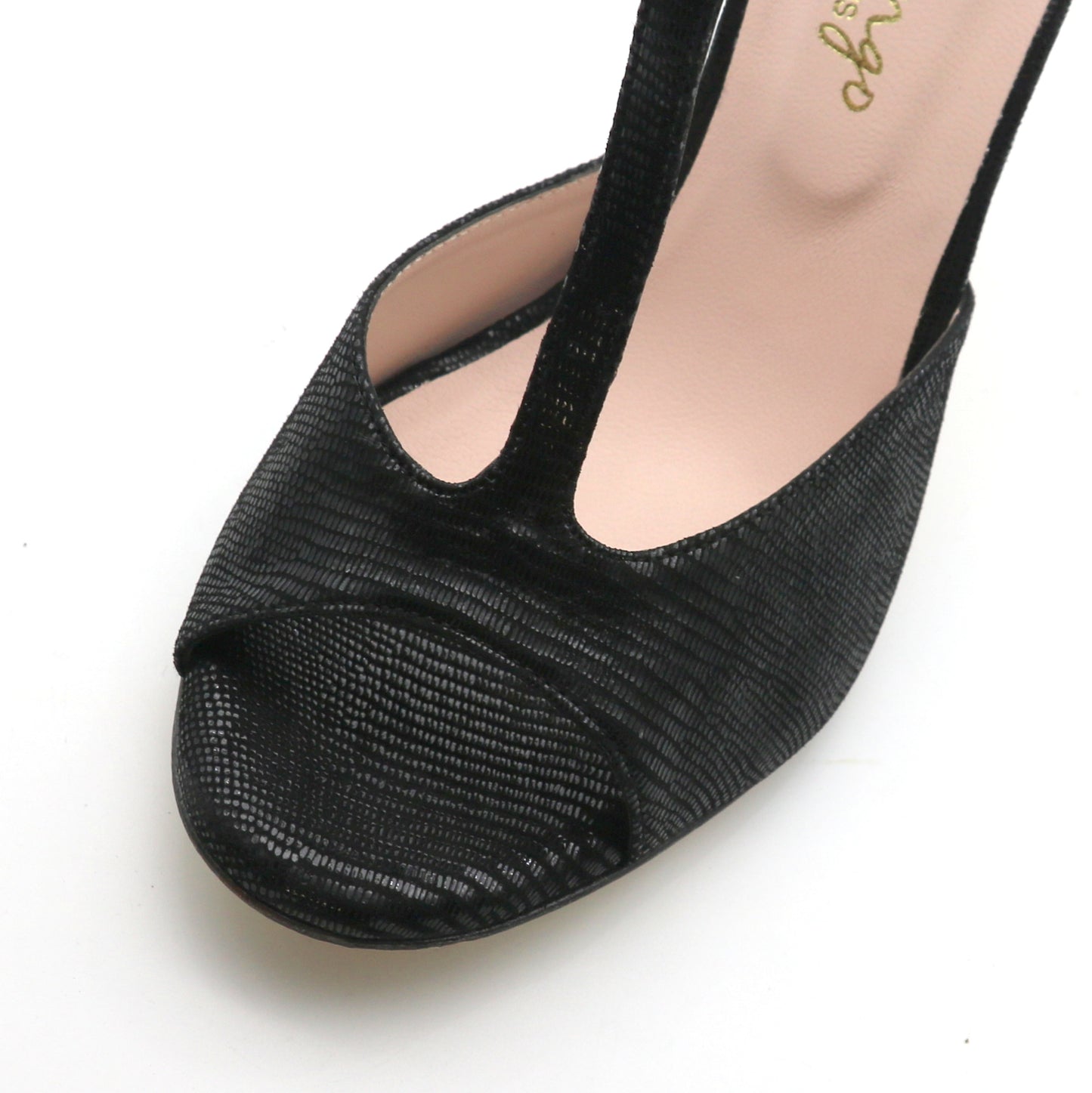 Chico Noir façon serpent talons laqué 8cm