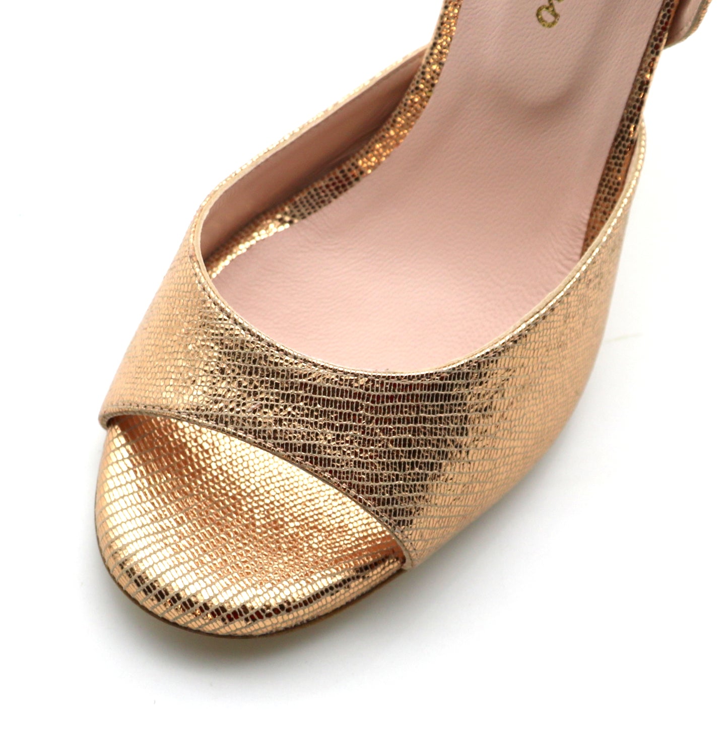 Sentimental Champagne rosé brillant façon serpent talons 9cm