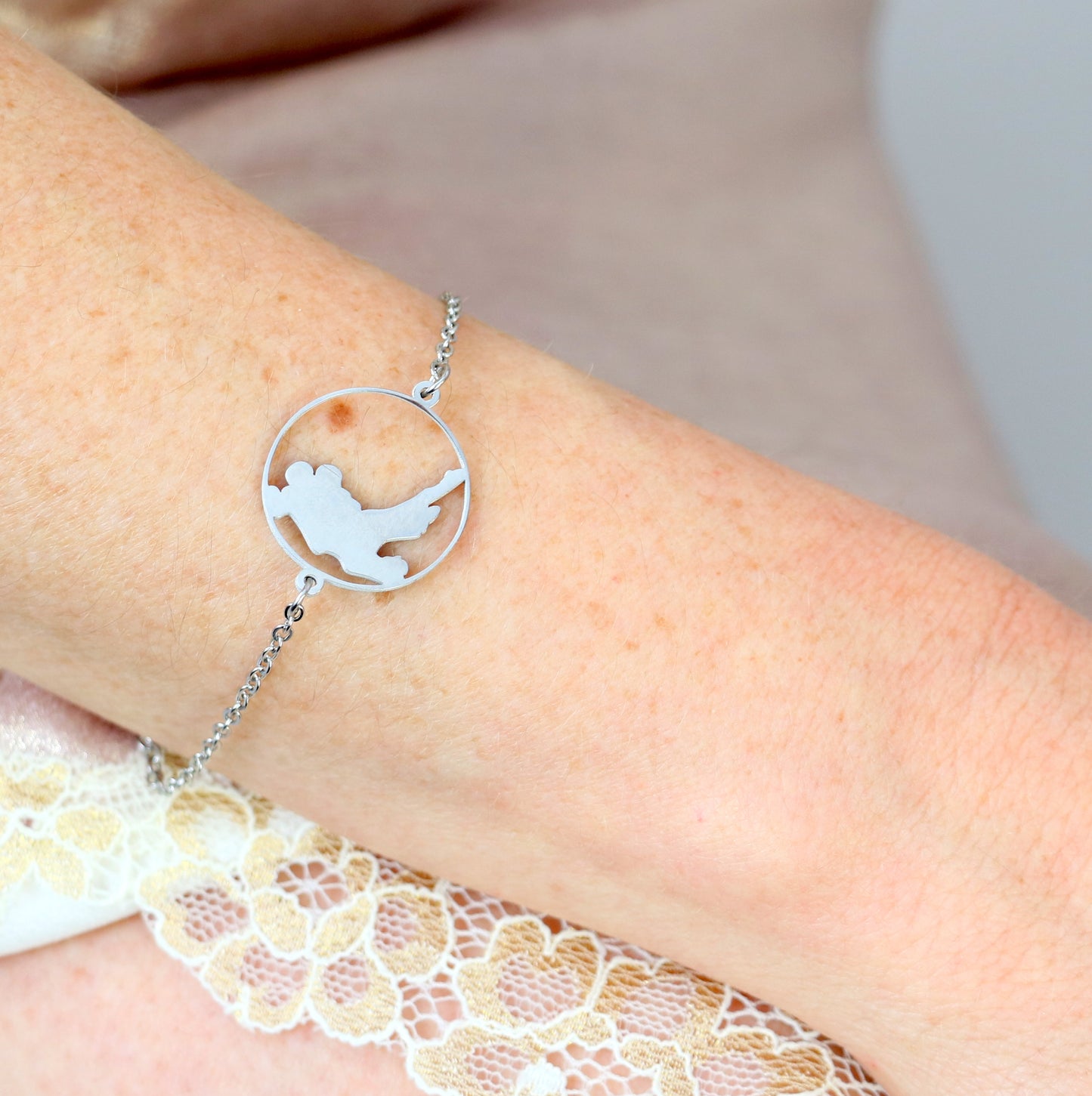 Bracelet médaillon danseurs de tango argenté