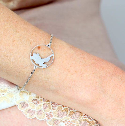 Bracelet médaillon danseurs de tango argenté