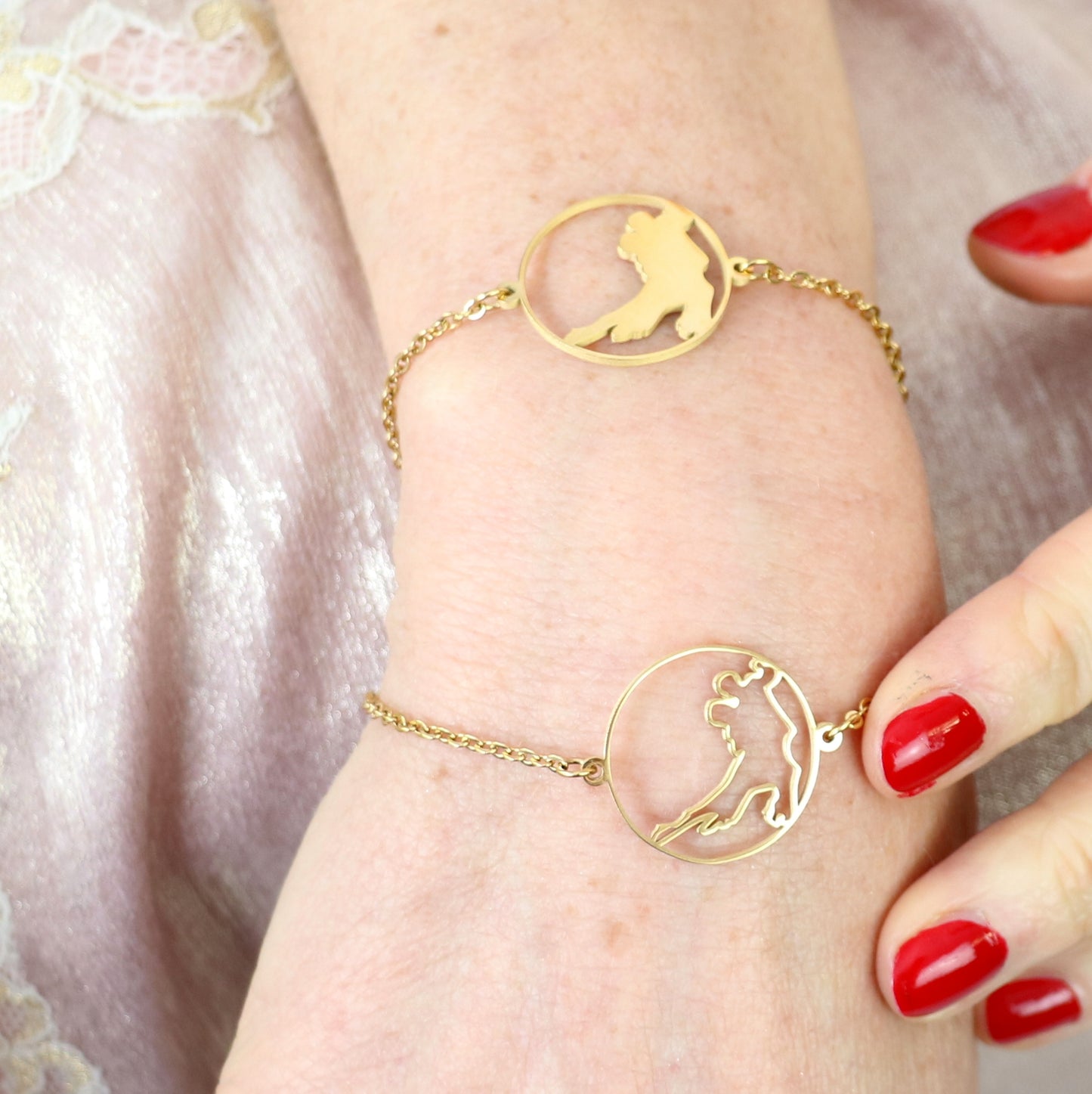 Bracelet médaillon danseurs de tango doré