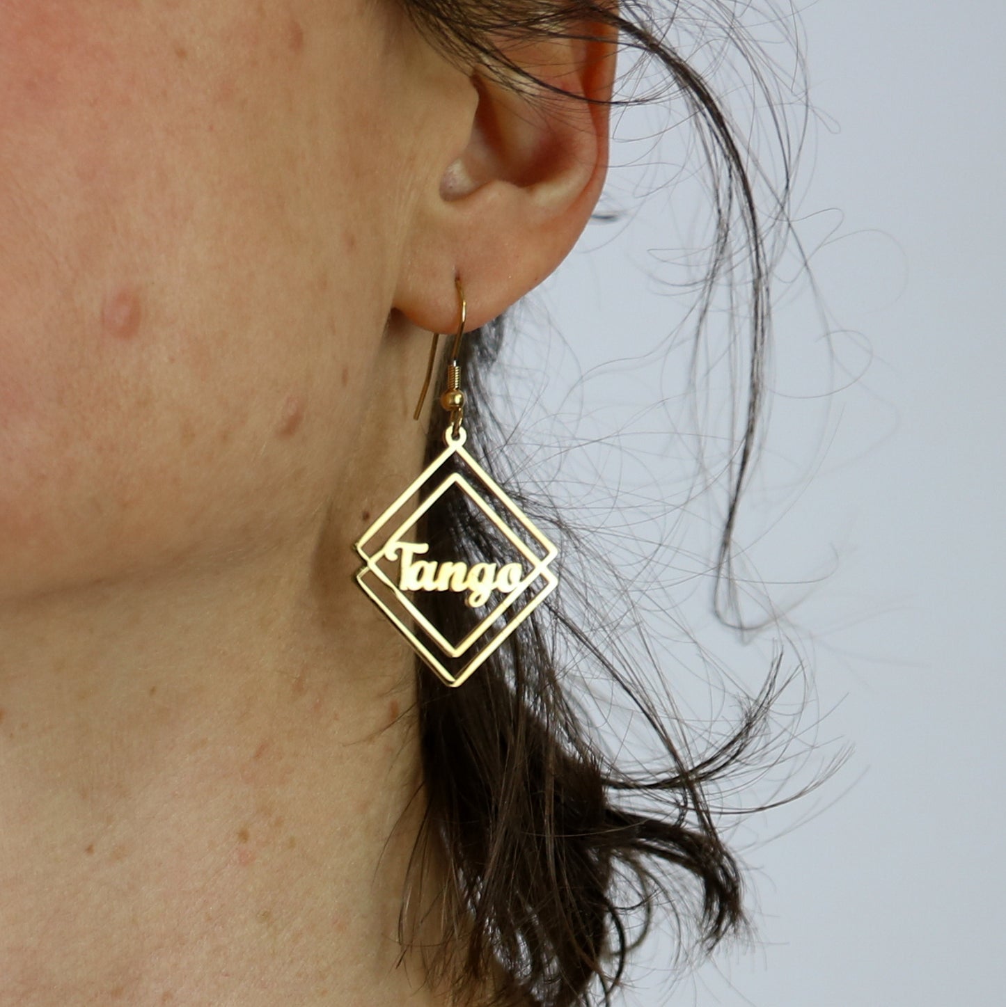 Boucles d'oreilles losanges Tango et Milonga - doré