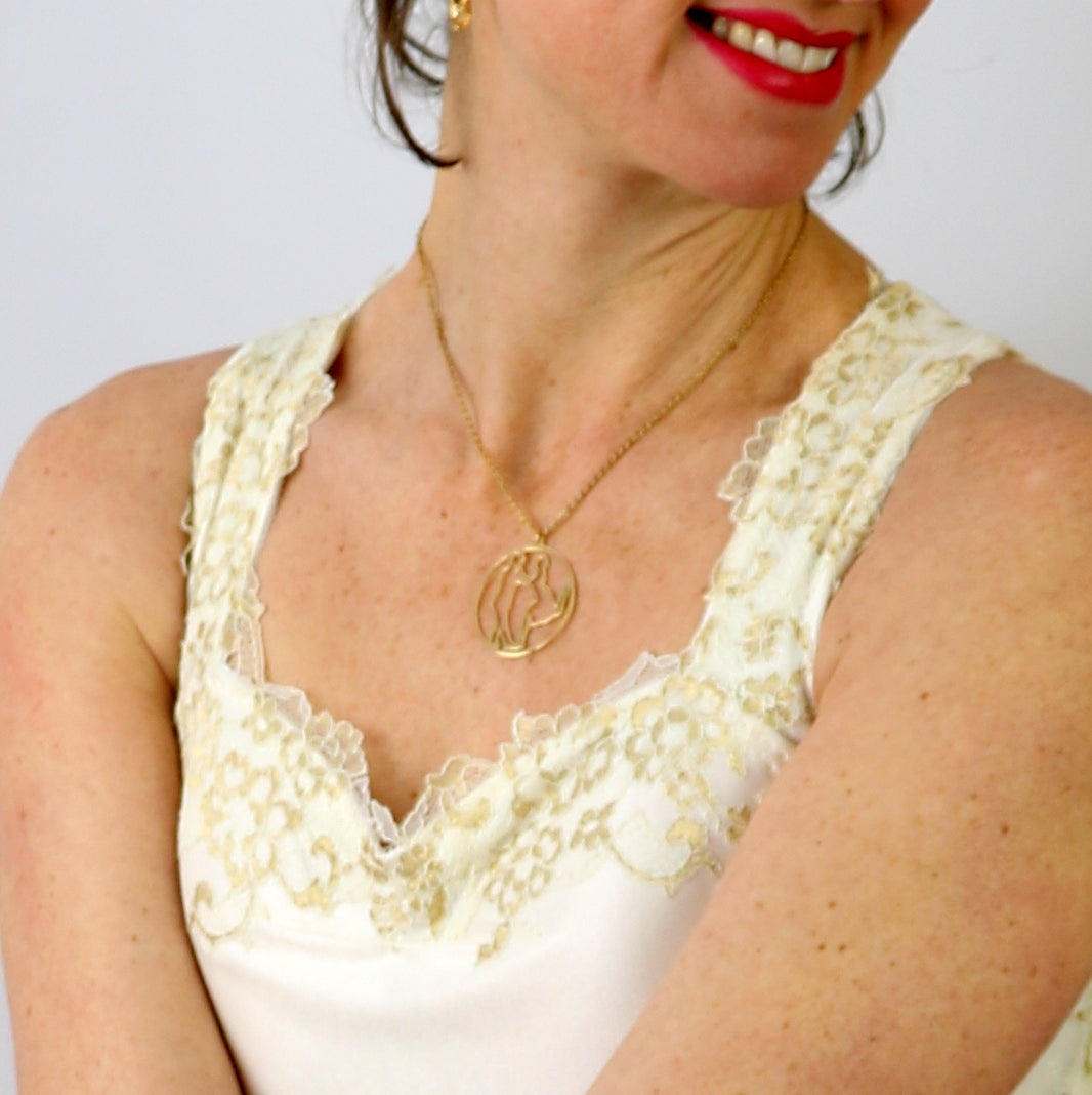 Pendentif danseurs de tango figure2 silhouette - doré