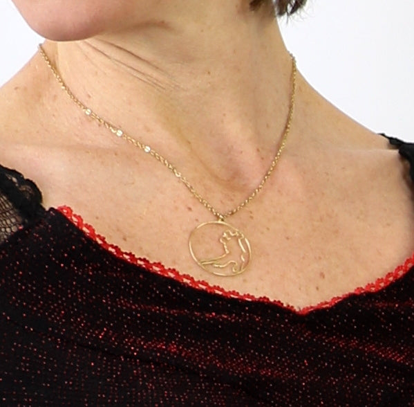 Pendentif danseurs de tango figure1 silhouette - doré