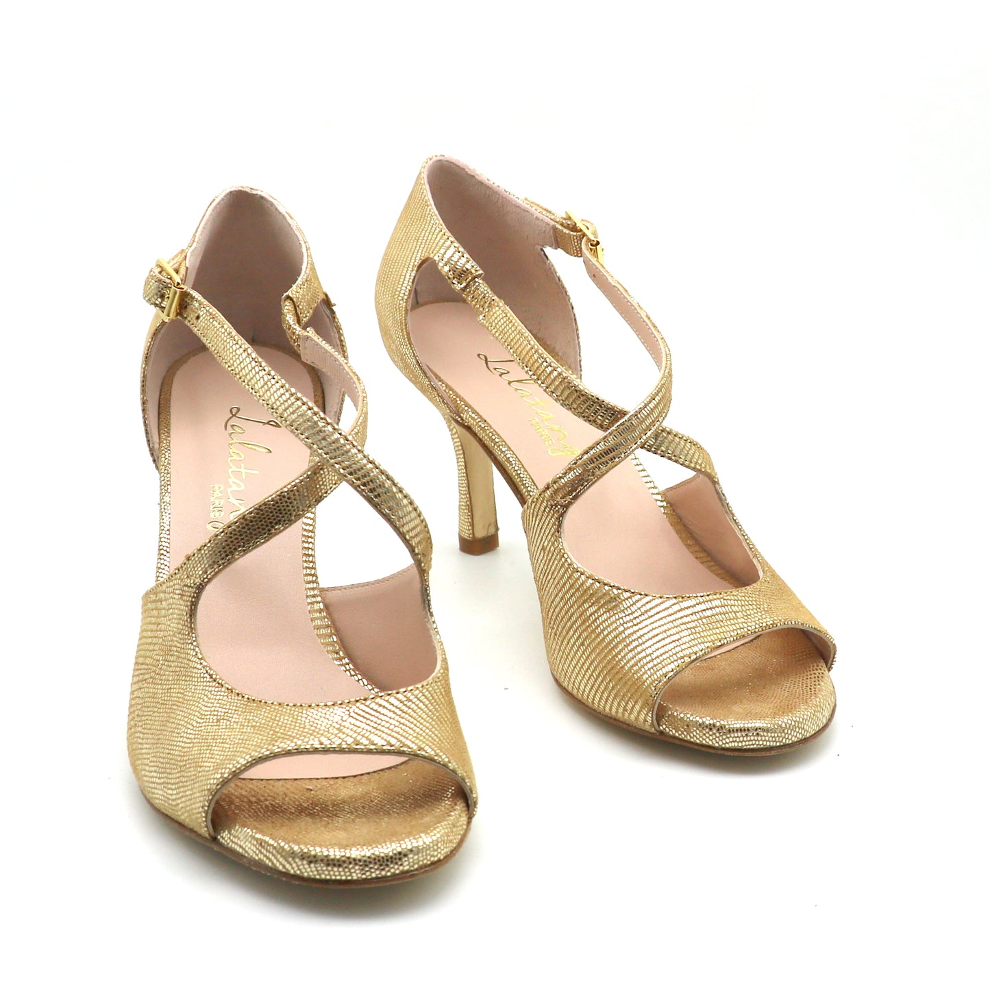 Croisé or soutenu façon serpent talons 7cm