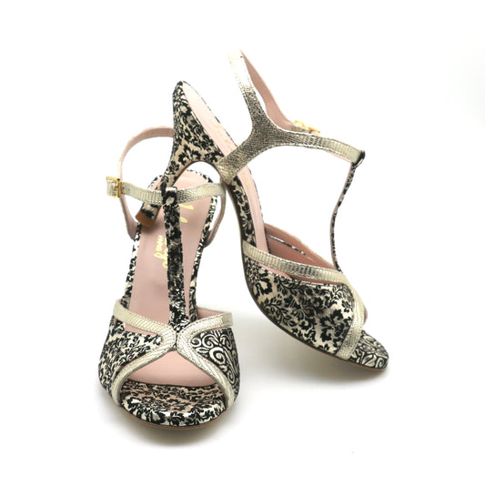 Salomé Versailles contraste doré talons 8cm