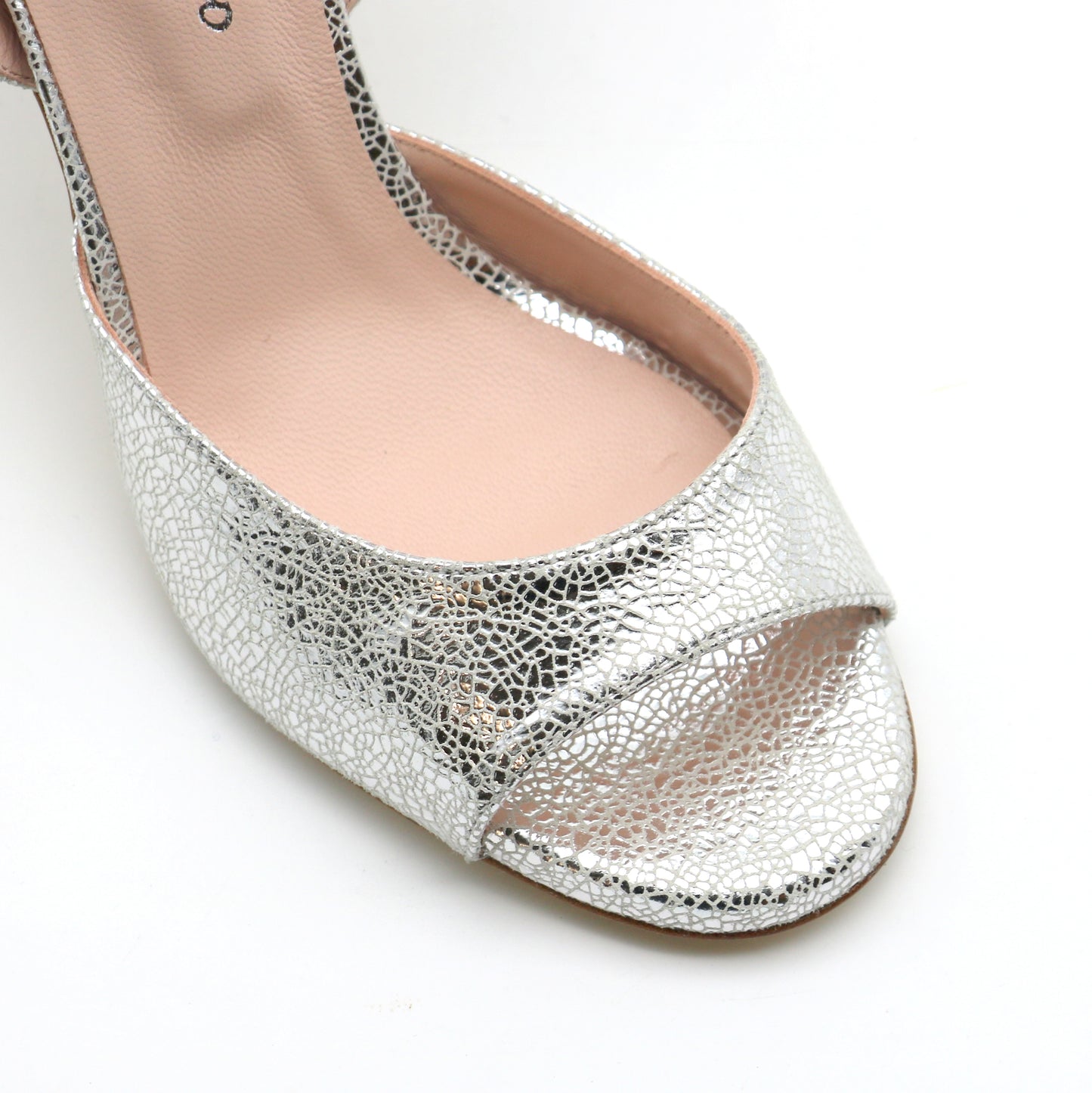 Sentimental argenté brillant façon verre brisé talons 8cm