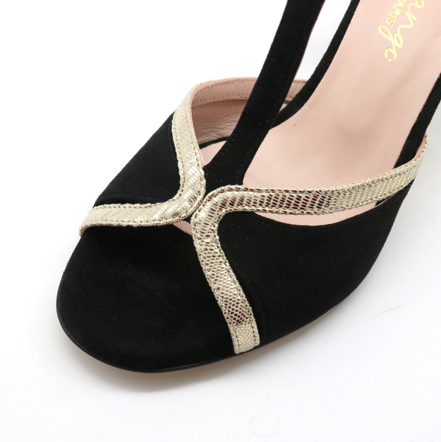 Salomé noir contraste doré talons 6cm