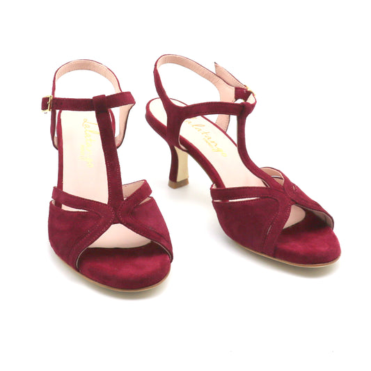 Salomé Velours rouge bordeau talons 6cm