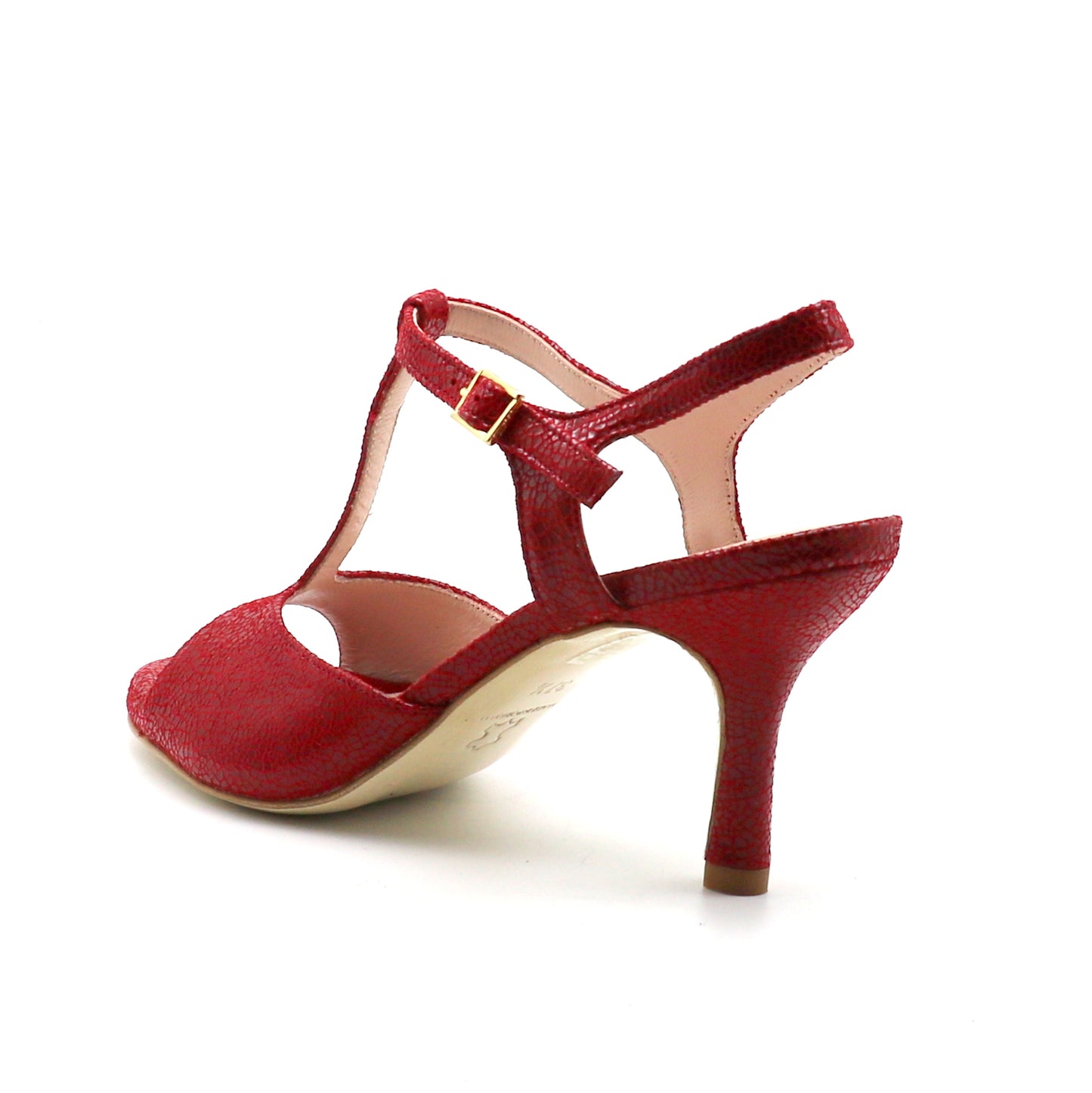 Shiny red Sencillo with broken glass effect, 7cm heels