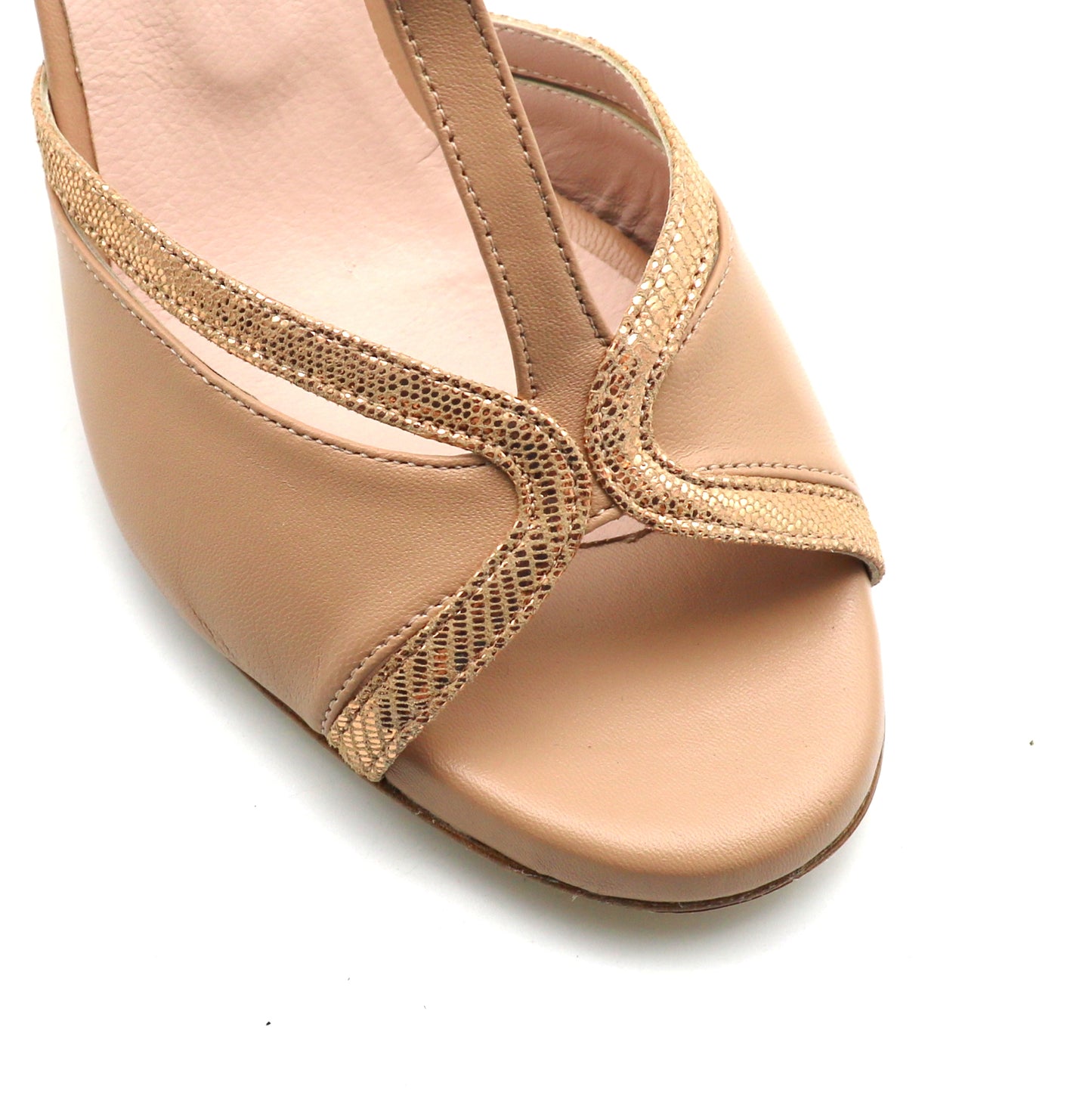 Nude Salomé shiny contrast heels 7cm