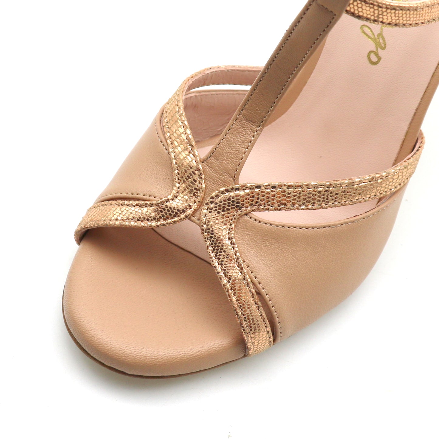 Salomé nude contrast shiny heels 8cm