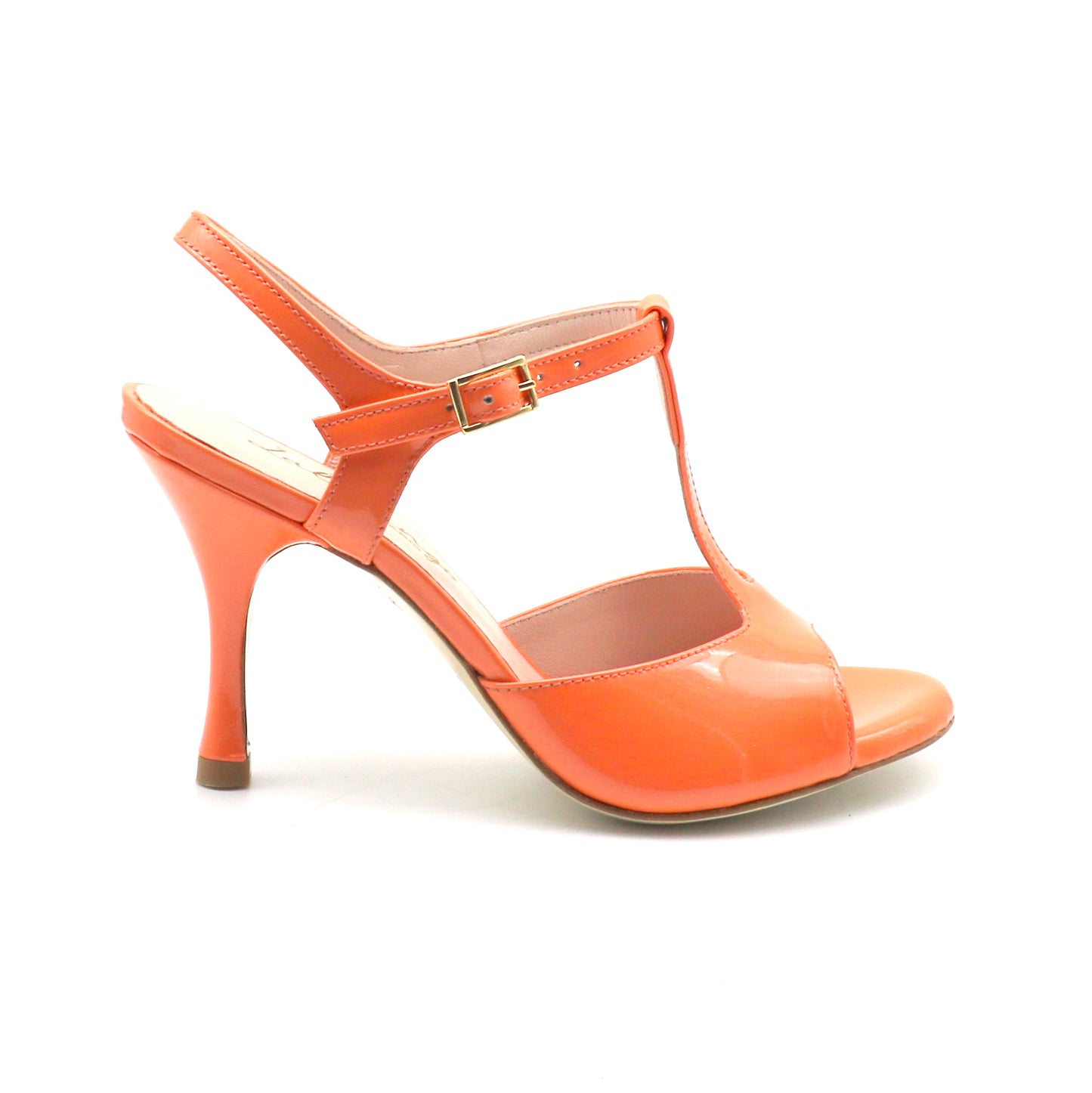 Sencillo orange patent heels 8cm