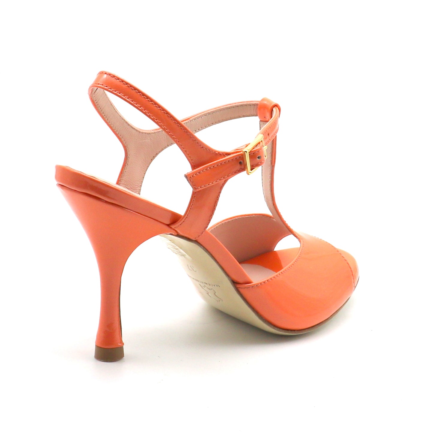 Sencillo orange patent heels 8cm