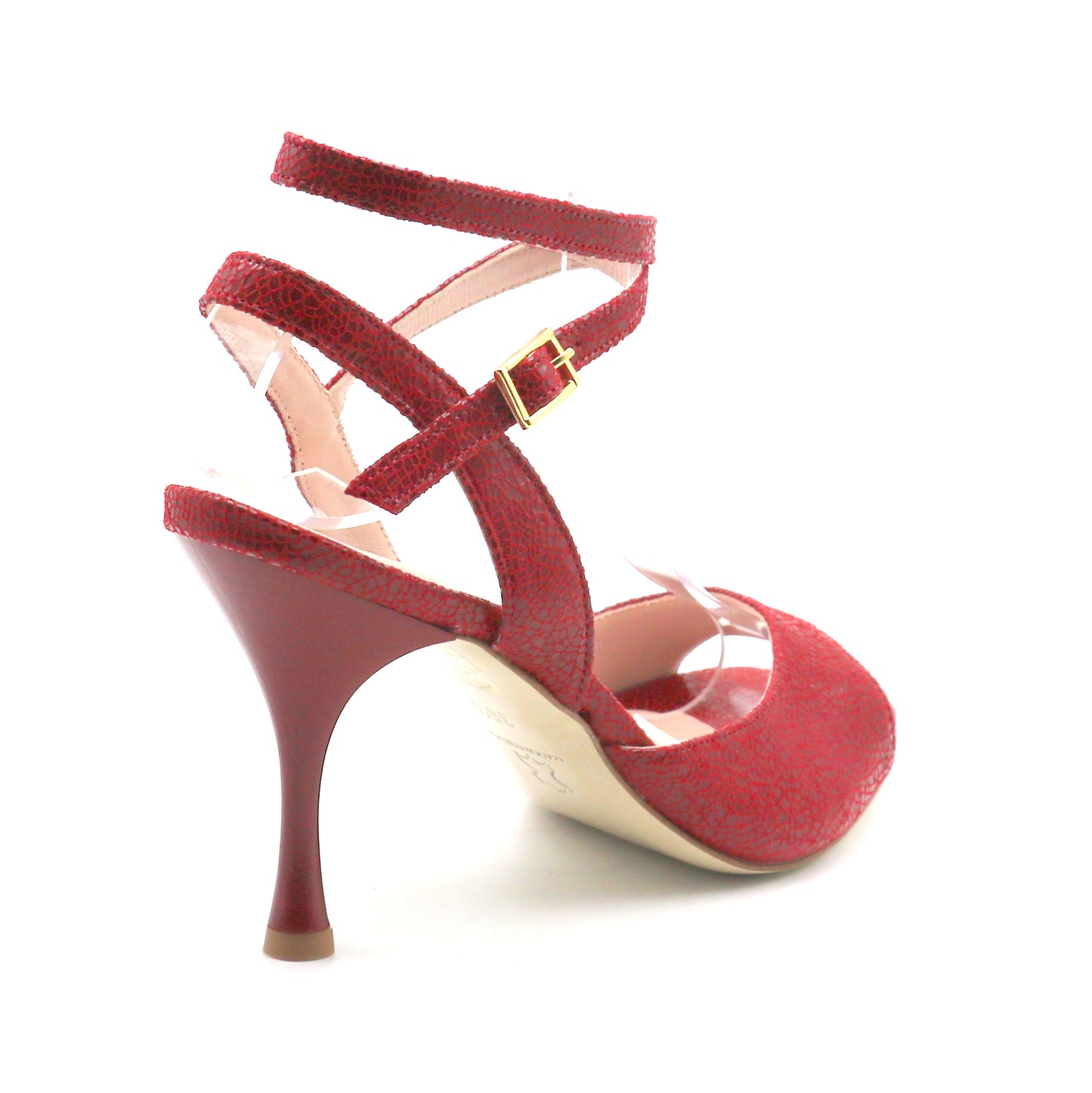 Sentimental red shiny broken glass effect lacquered heels 8cm