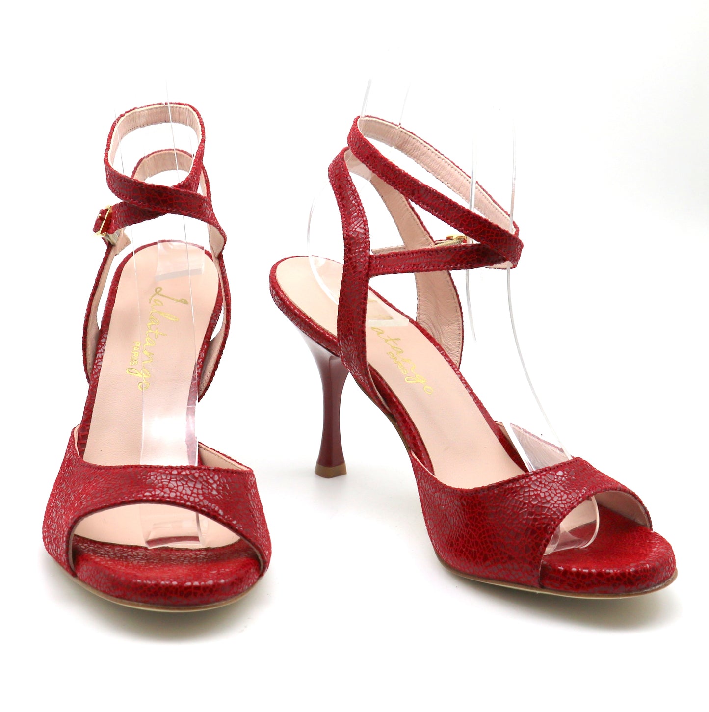 Sentimental red shiny broken glass effect lacquered heels 8cm
