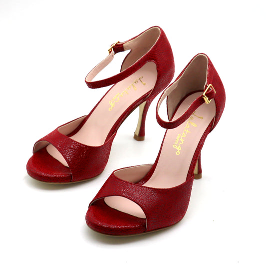 Clasico Velours Rouge façon verre brisé talons 8cm
