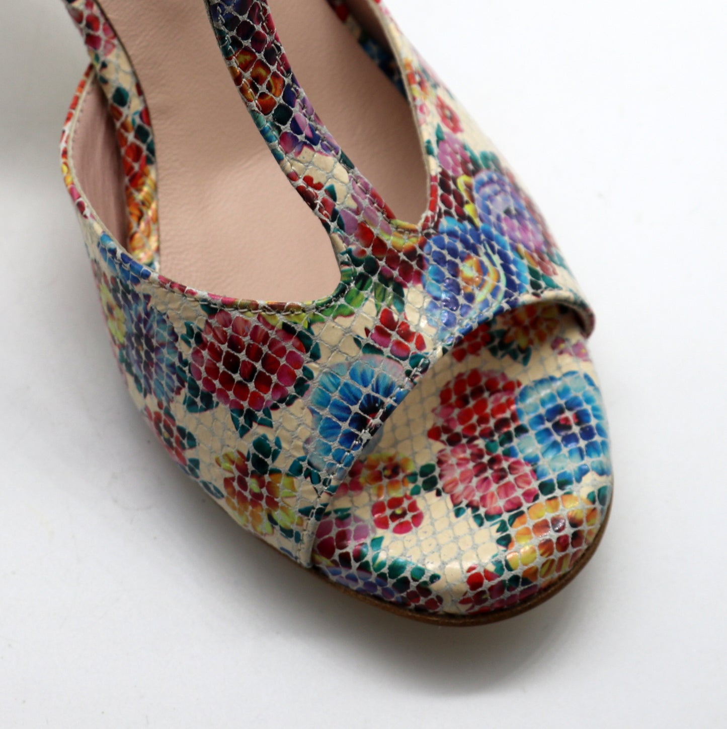 Sencillo cuir fleurs multicolores talons 8cm *édition limitée*