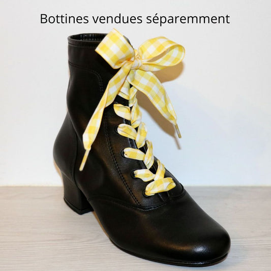 Large yellow and white checkerboard shoelaces