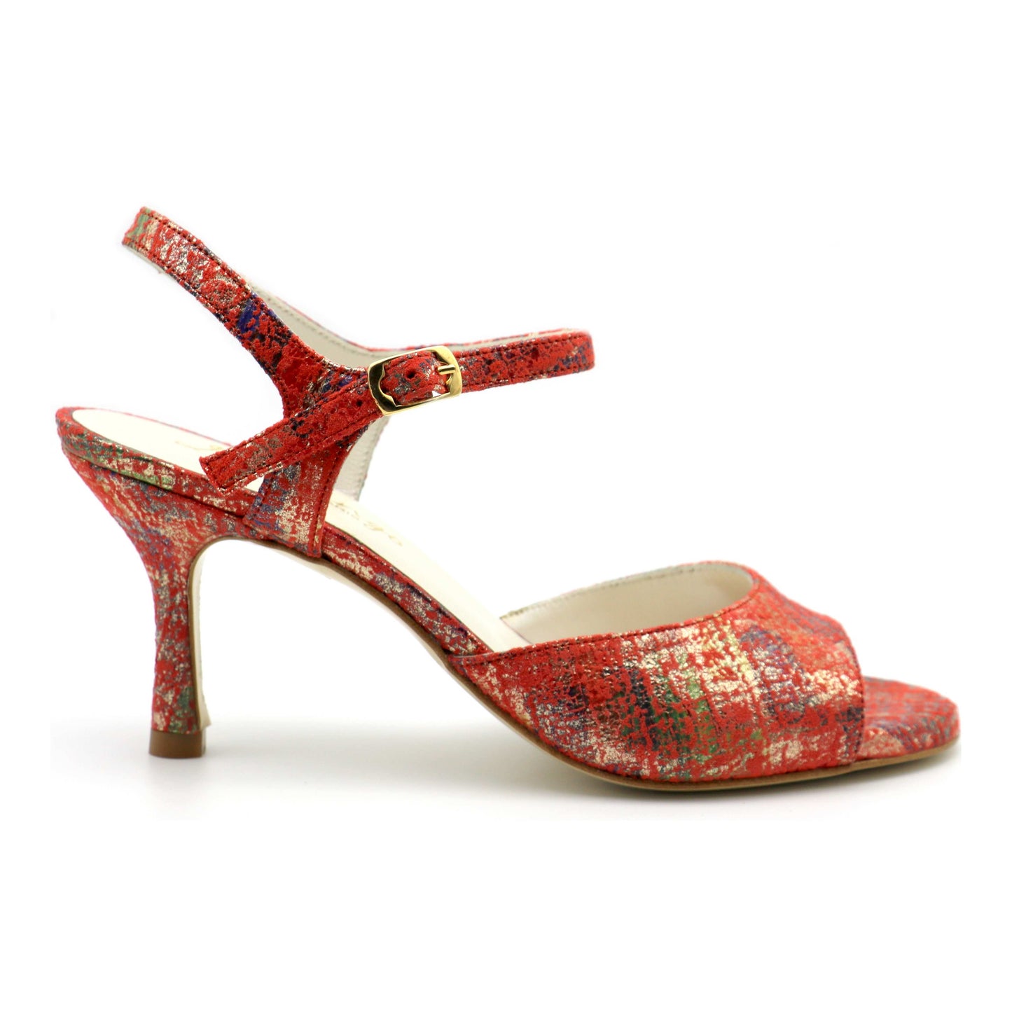 Uno Printed Leather Red heels 7cm