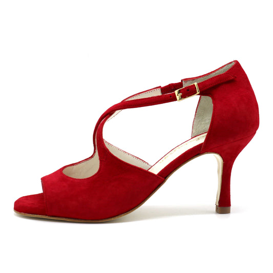 Croisé Velours Rouge Profond talons 7cm