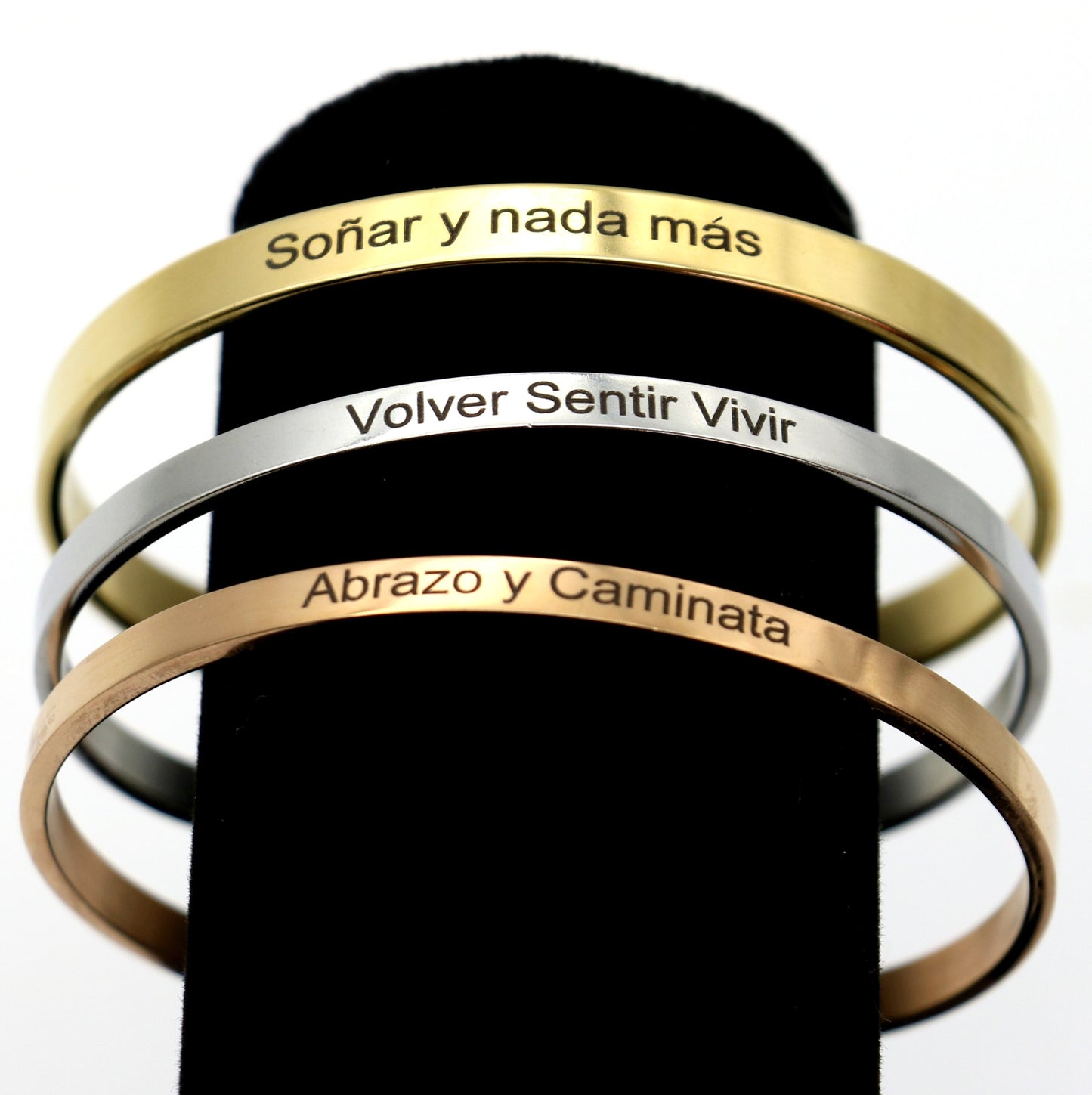 Bracelet jonc "Volver Sentir Vivir" argenté