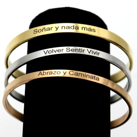 Bracelet jonc "Volver Sentir Vivir" argenté