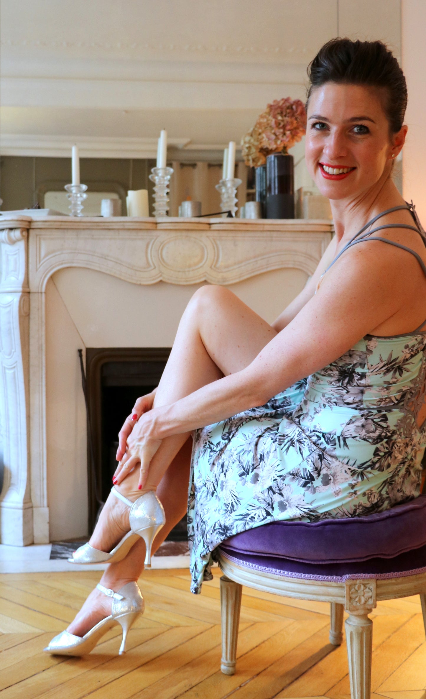 Flor Silver Snake heels 8cm