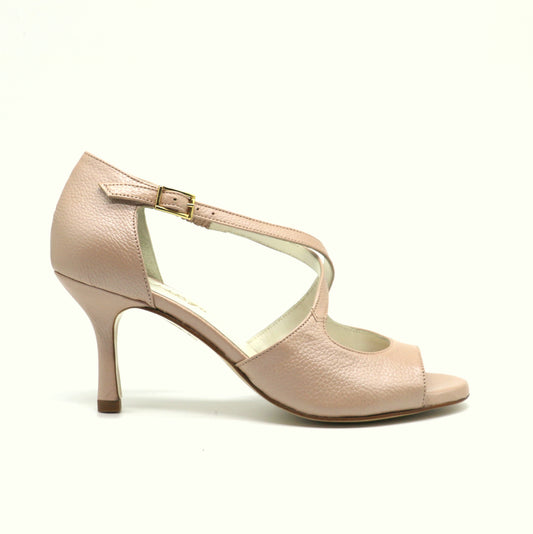 Croisé cuir nude nacré talons 7cm