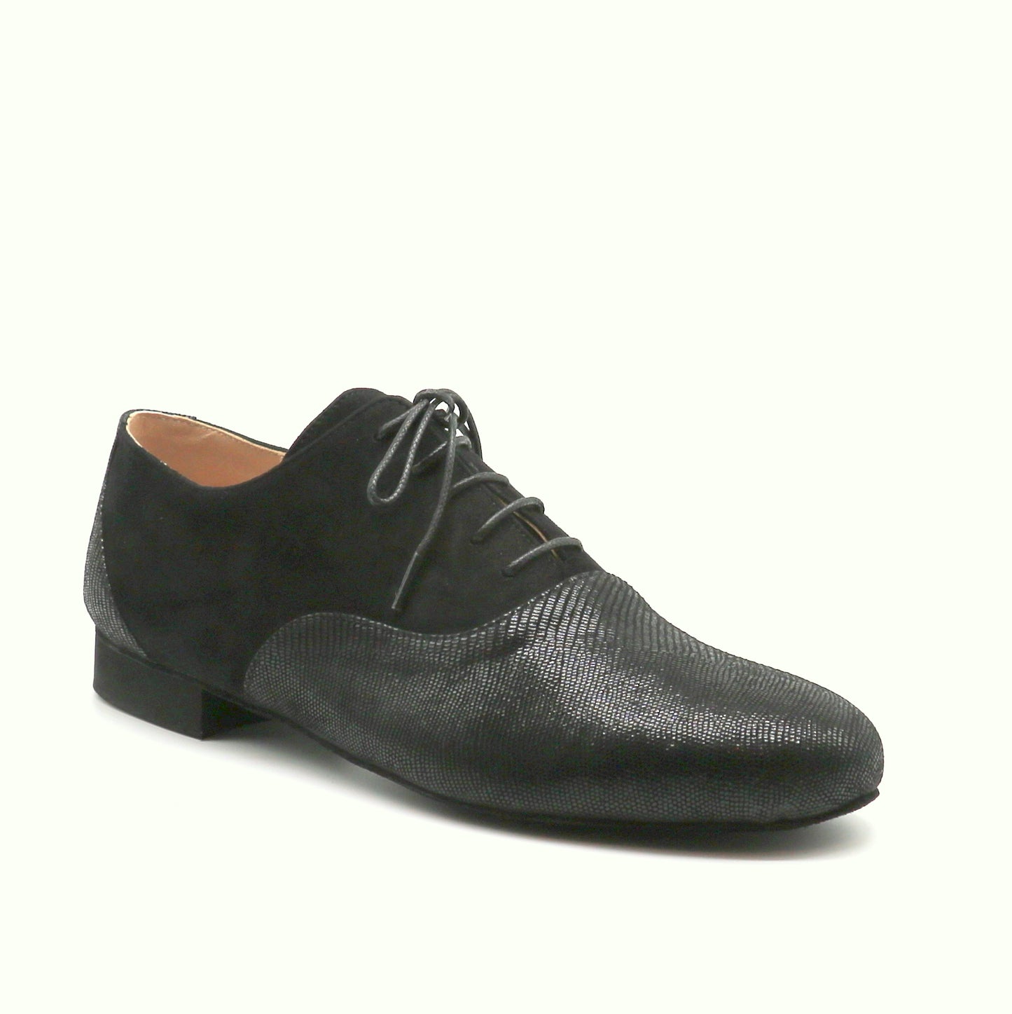 Tamango cuir serpent noir contraste daim semelle danse