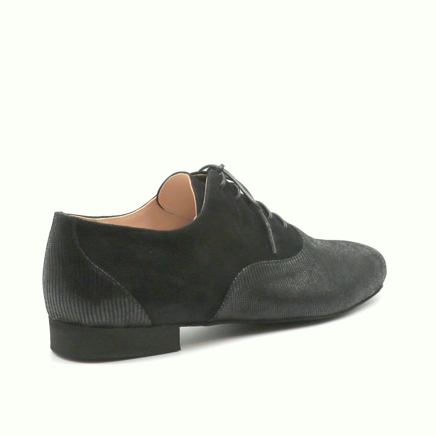 Tamango cuir serpent noir contraste daim semelle danse