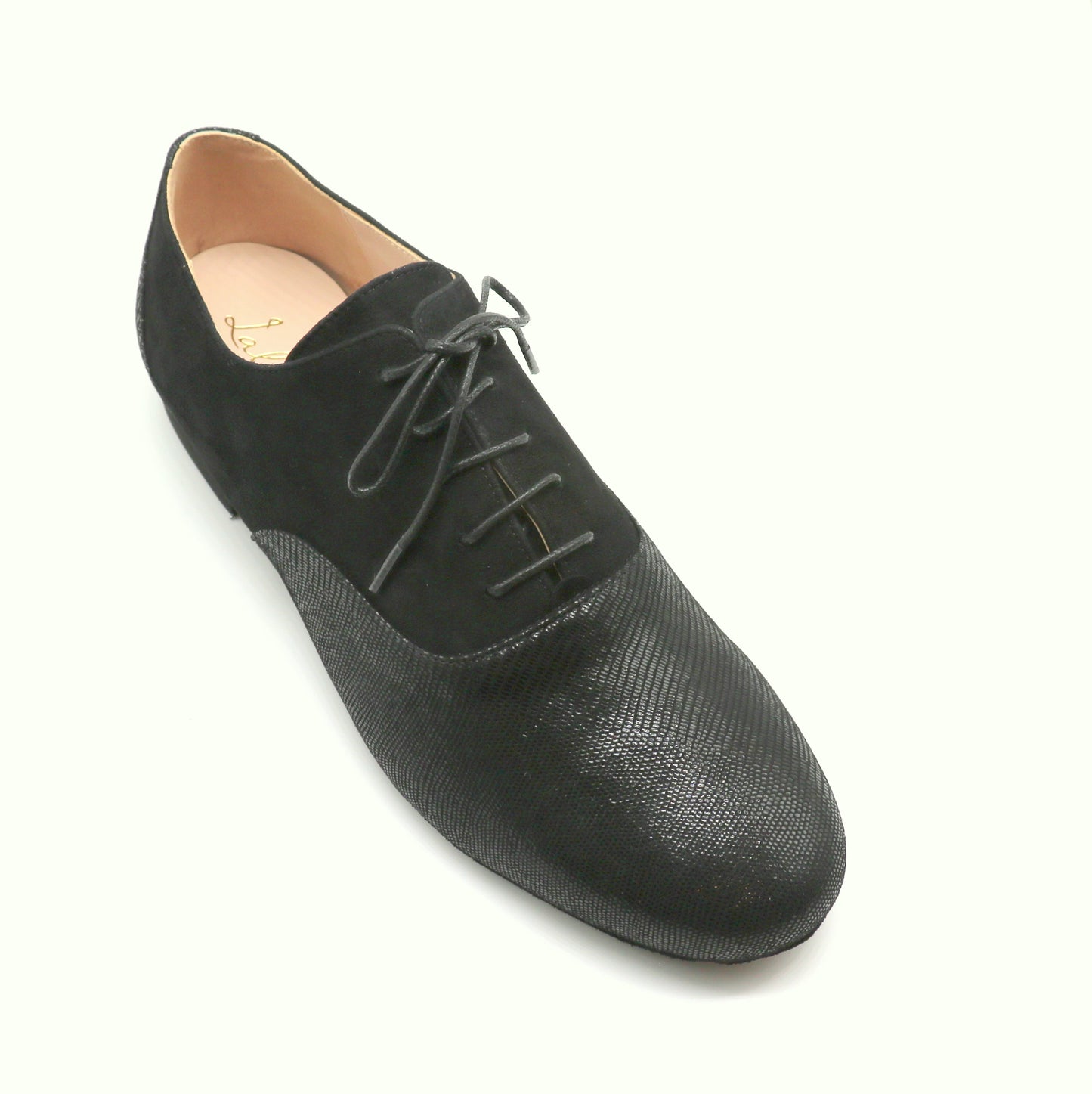 Tamango cuir serpent noir contraste daim semelle danse