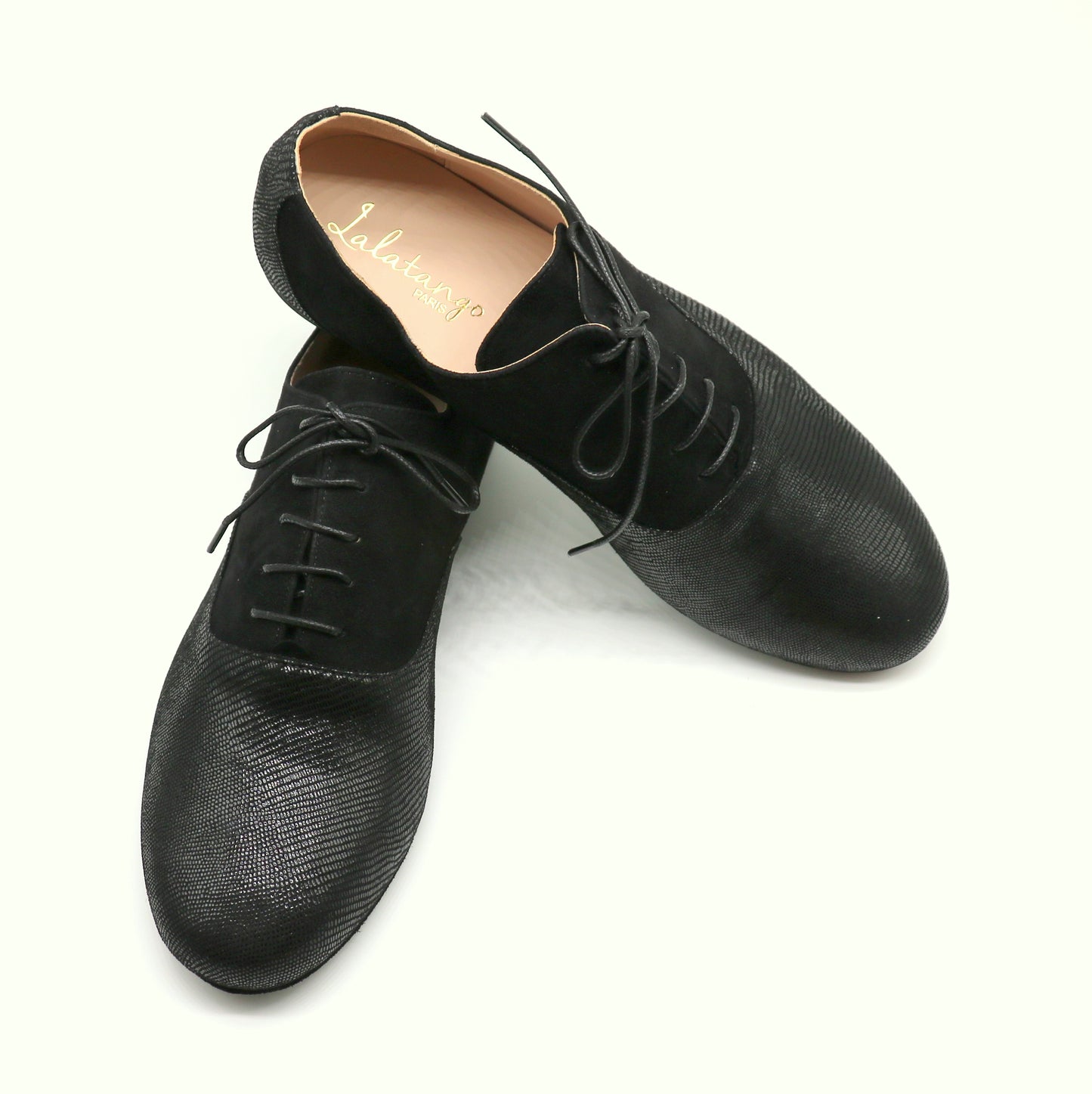 Tamango cuir serpent noir contraste daim semelle danse