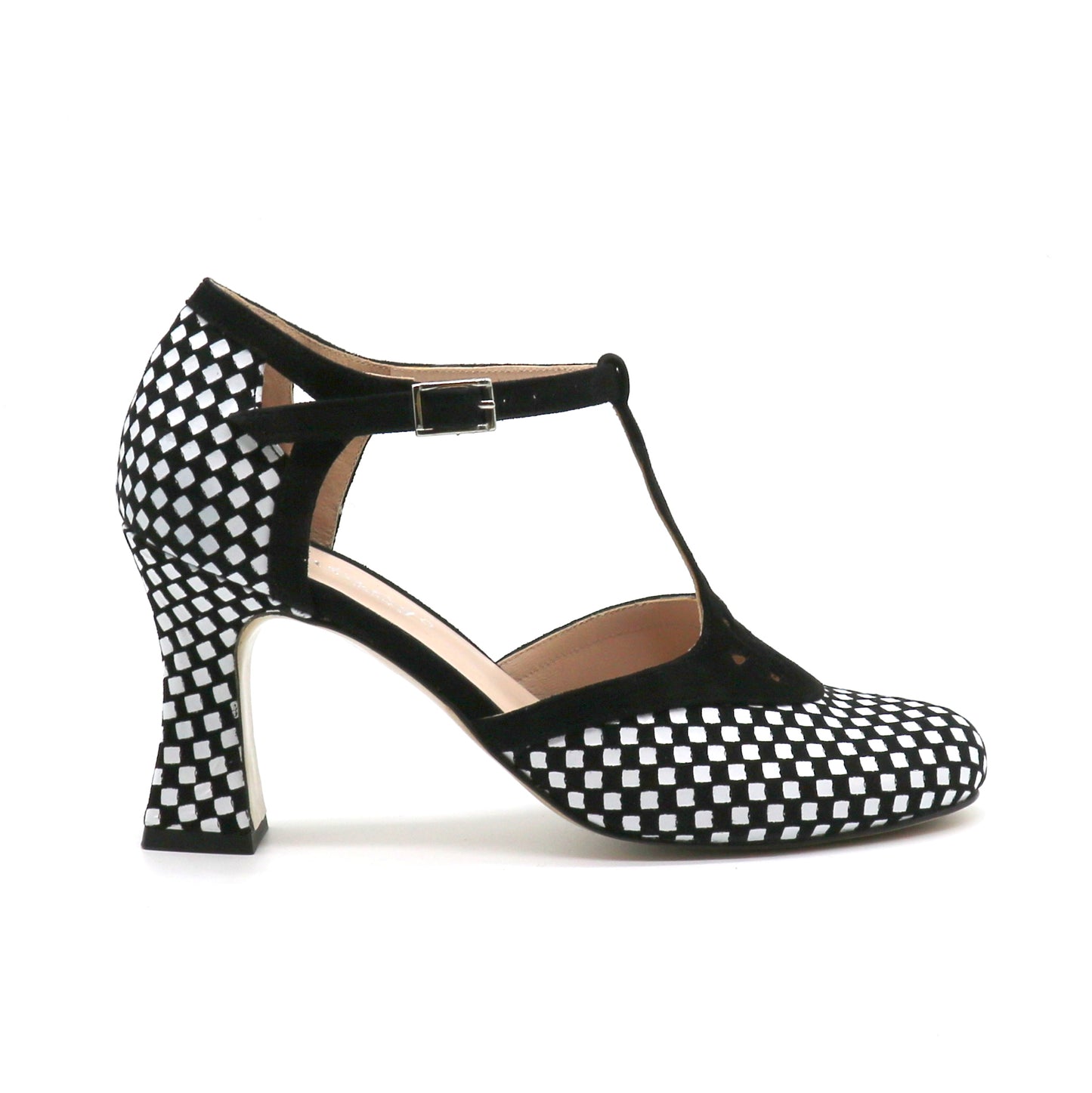 Salta cuir damier noir et blanc