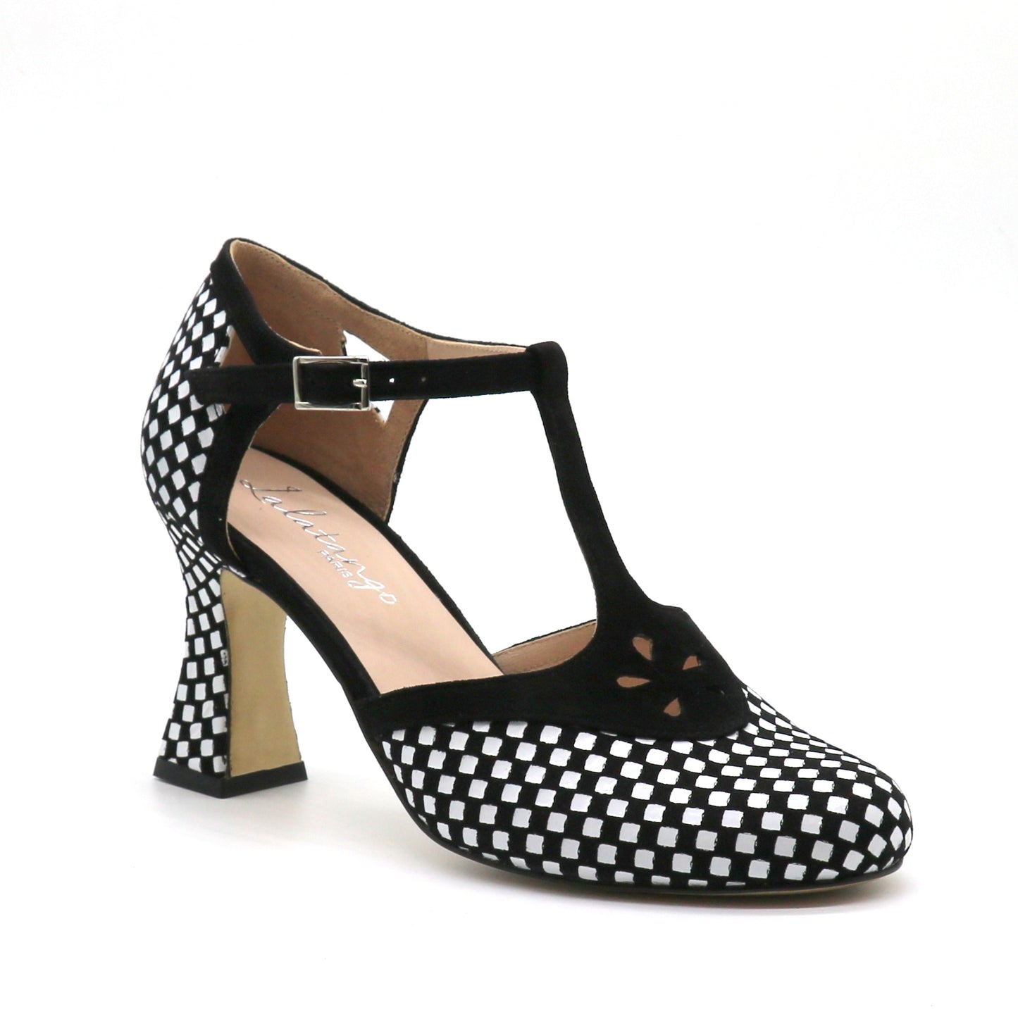 Salta cuir damier noir et blanc