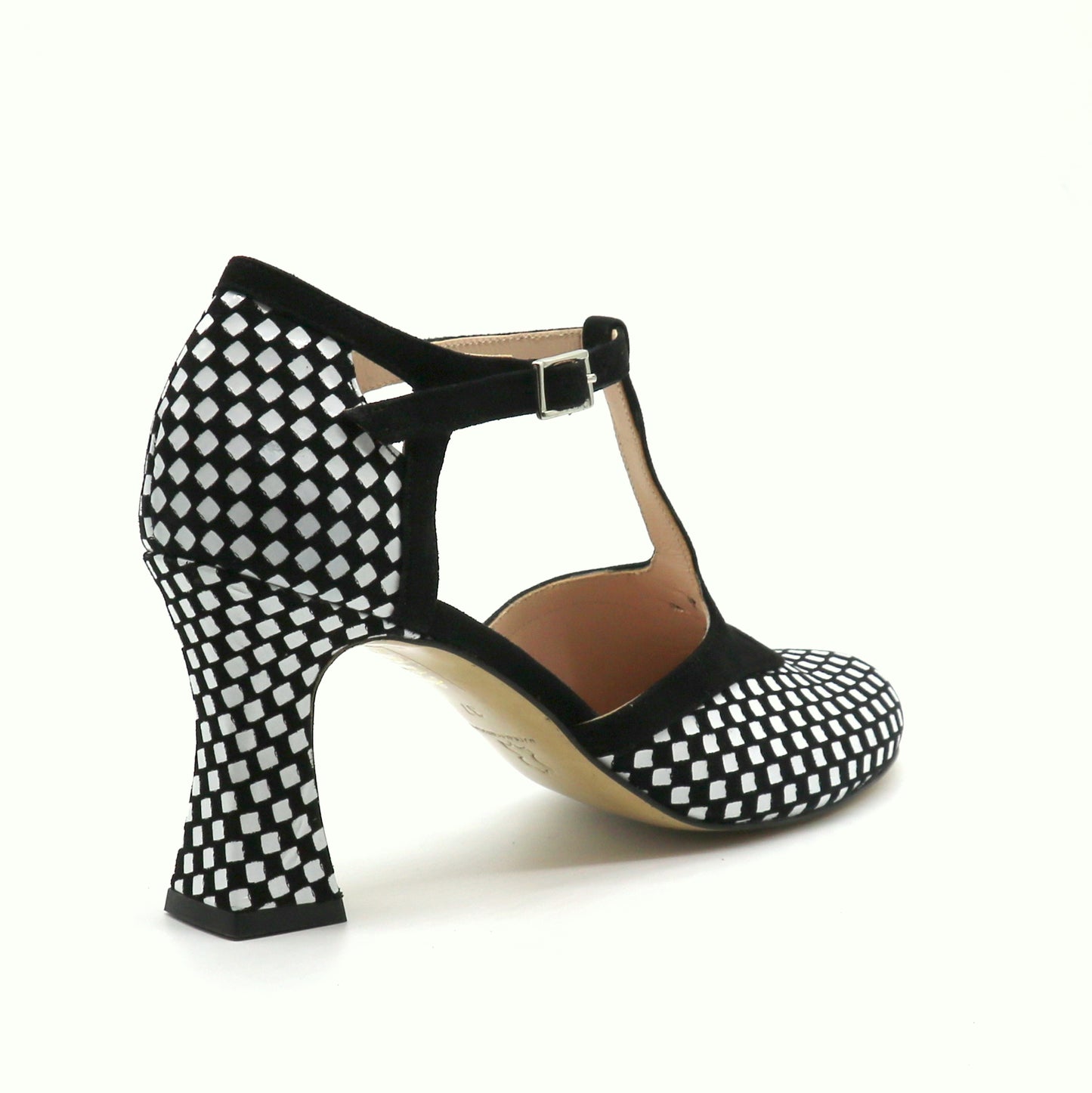 Salta cuir damier noir et blanc