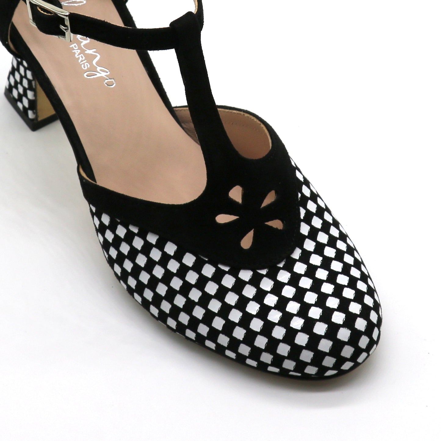 Salta cuir damier noir et blanc