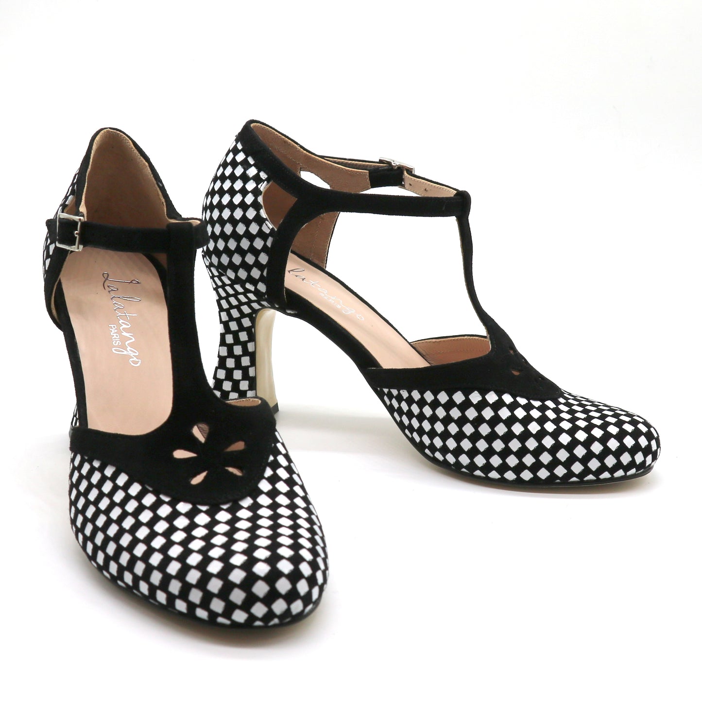 Salta cuir damier noir et blanc
