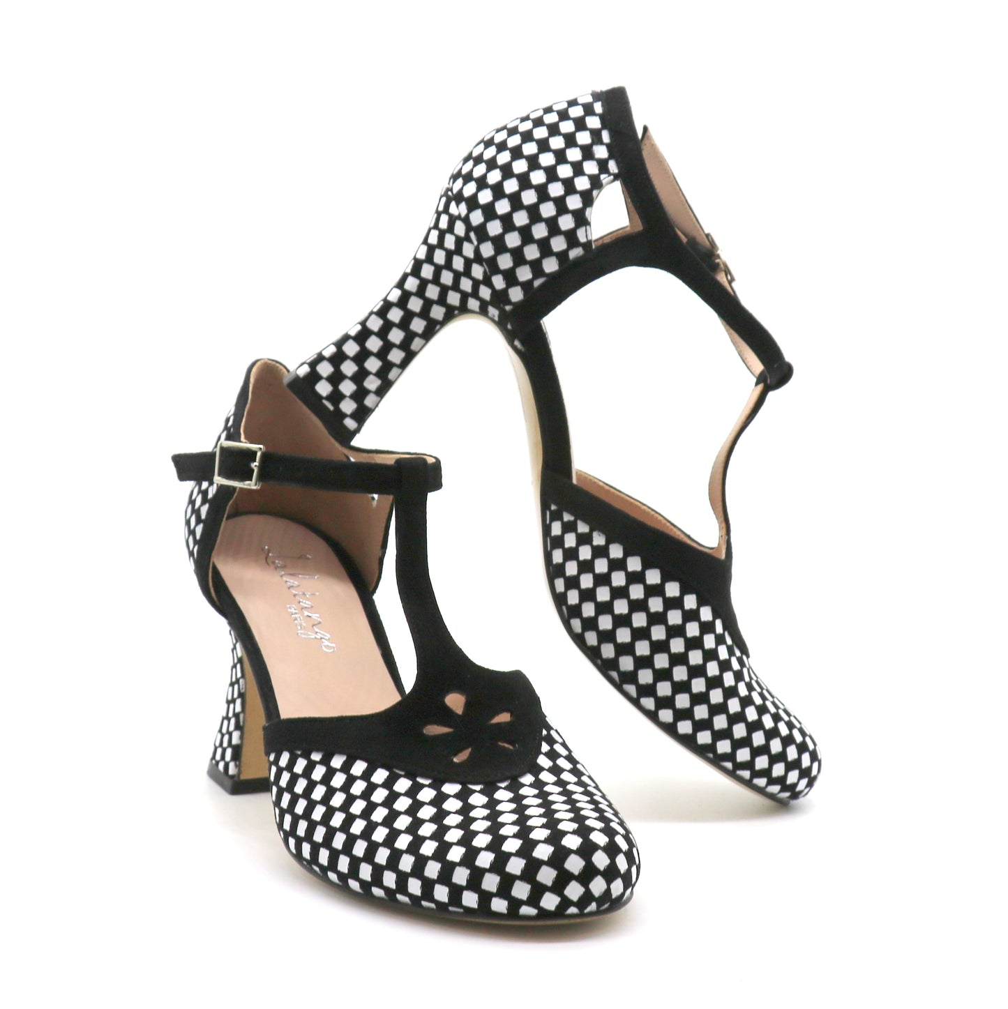 Salta cuir damier noir et blanc