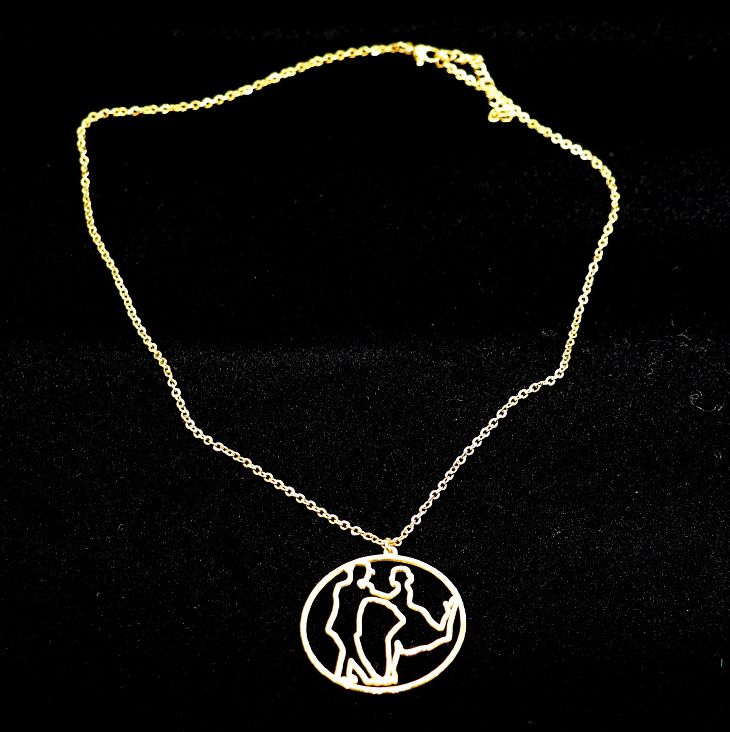 Pendentif danseurs de tango figure2 silhouette grand format - doré