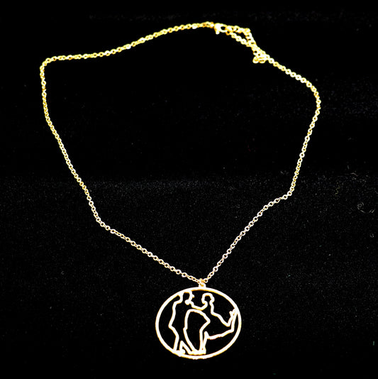 Tango dancers pendant figure2 large format silhouette - gold