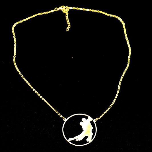 Collier médaillon danseurs de tango figure1 grand format - doré