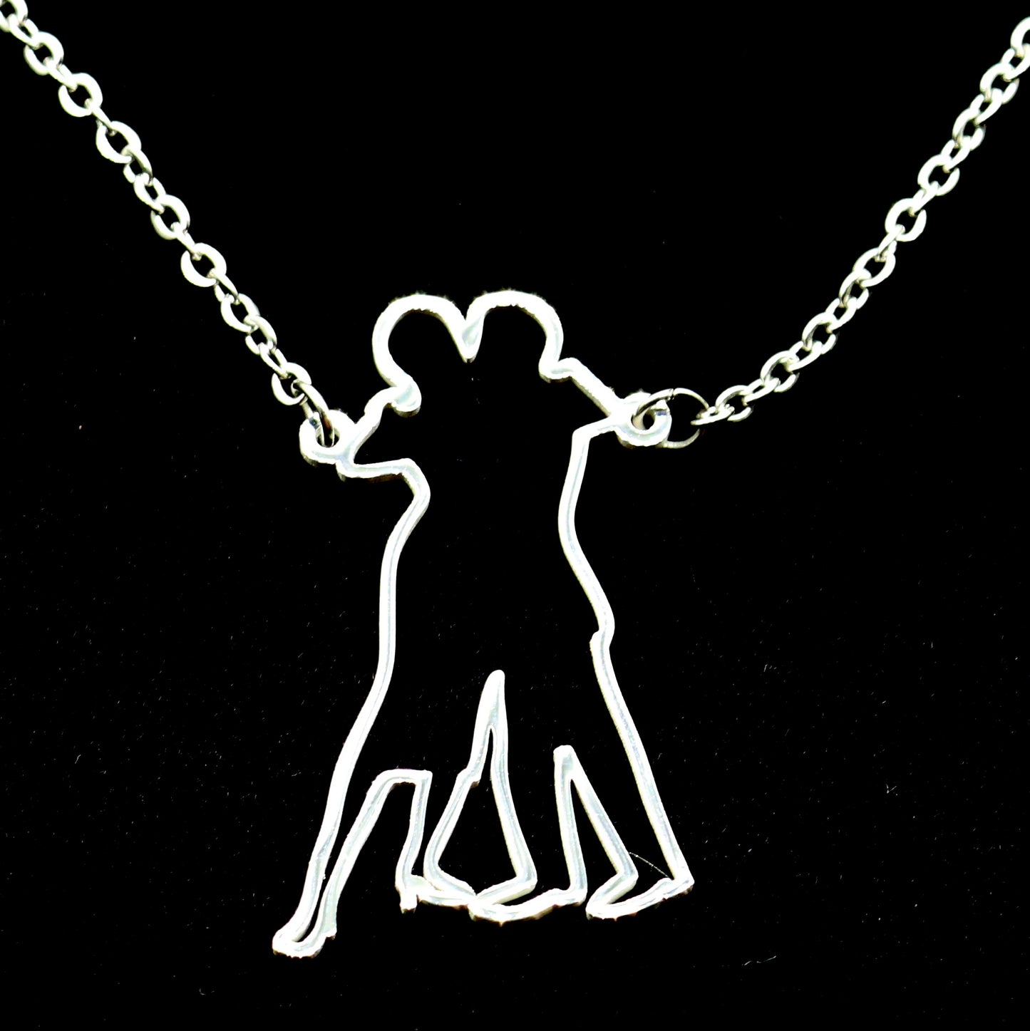 Figure 3 silhouette tango dancers necklace - silver
