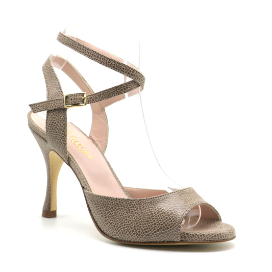 Sentimental Cuir marron glacé façon reptile talons 8cm