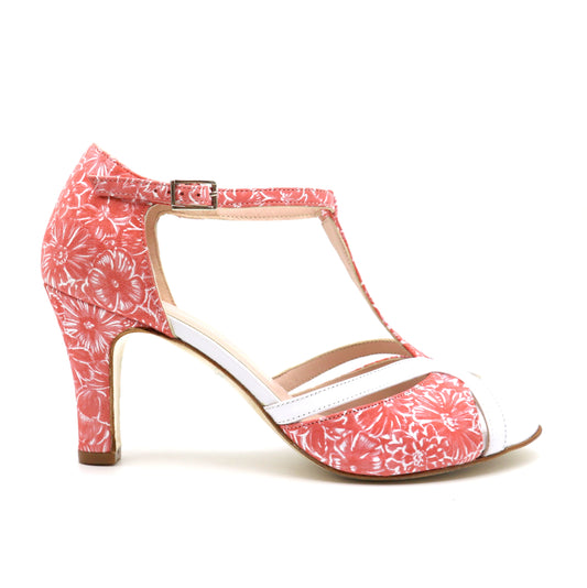 Coco fleurs corail talons large 7cm